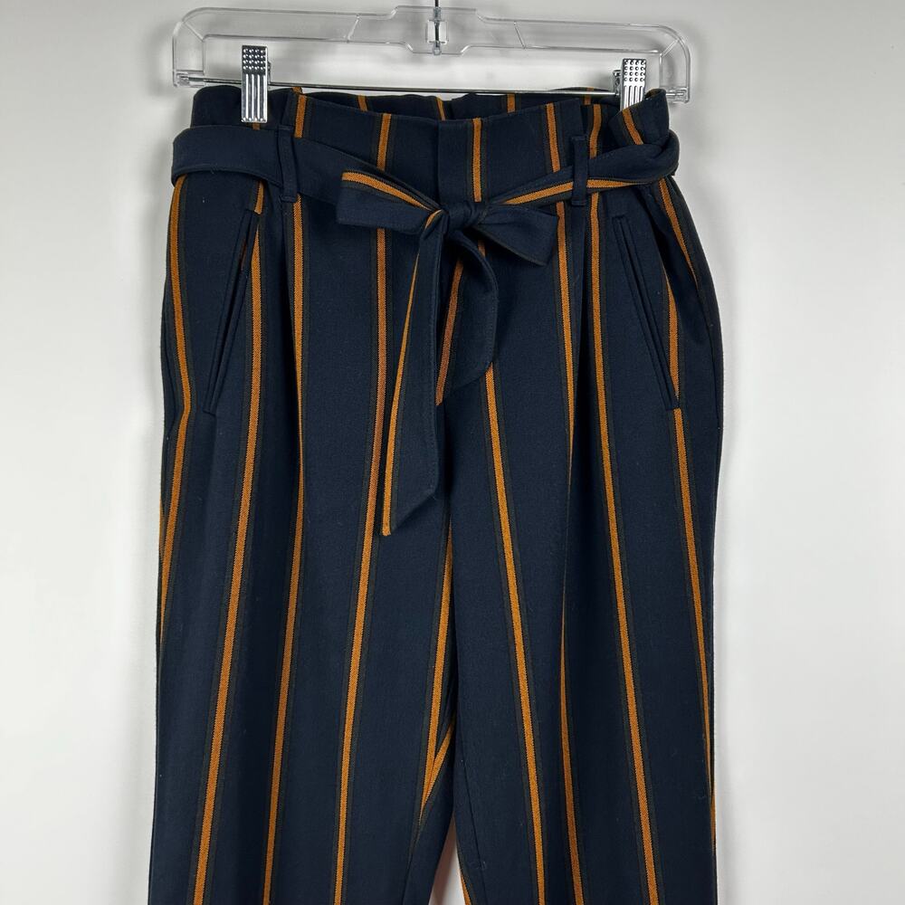 Zara Paperbag Waist Striped Pants High Waist Trousers Career Office Womens Sz XS - Picture 4 of 10
